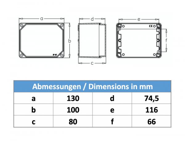 Aluminium-Gehäuse 100x130x80mm